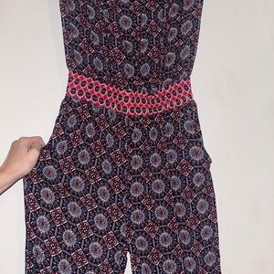 Max Jeans Women's Geometric Jumpsuit - Black and Red